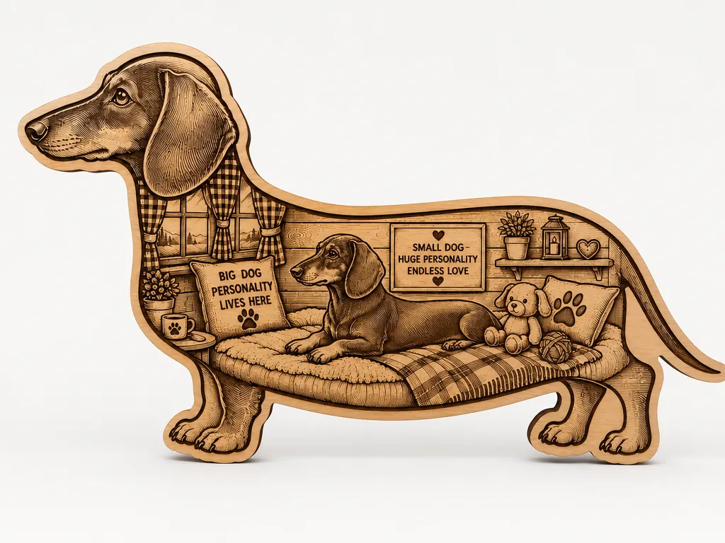 Dachshund Scenic Cut and Engrave