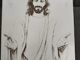 [Laser cut and engrave] Jesus Christ with outstretched hands in white robes