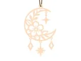 [Laser cut and engrave] Floral Crescent Moon Hanging Ornament with Star Charms