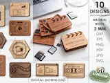 [Laser cut and engrave] SD Card Holders Bundle. Memory Card Case Laser Cut. Camera Memory Organizer. Photographer Storage SVG. Organizer Laser.  Glowforge Files