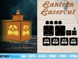 [Laser cut and engrave] Wooden Jack-o'-lantern Halloween Lantern with Cutout Face 16 Designs