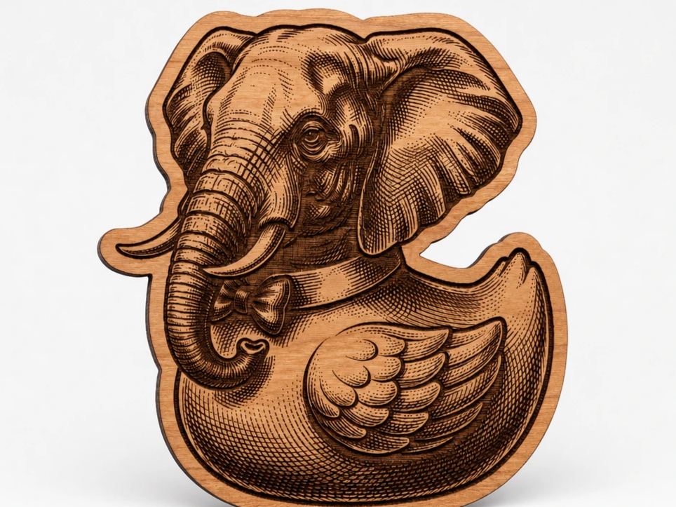 Elephant Duck Hybrid Wall Art with Bow Tie