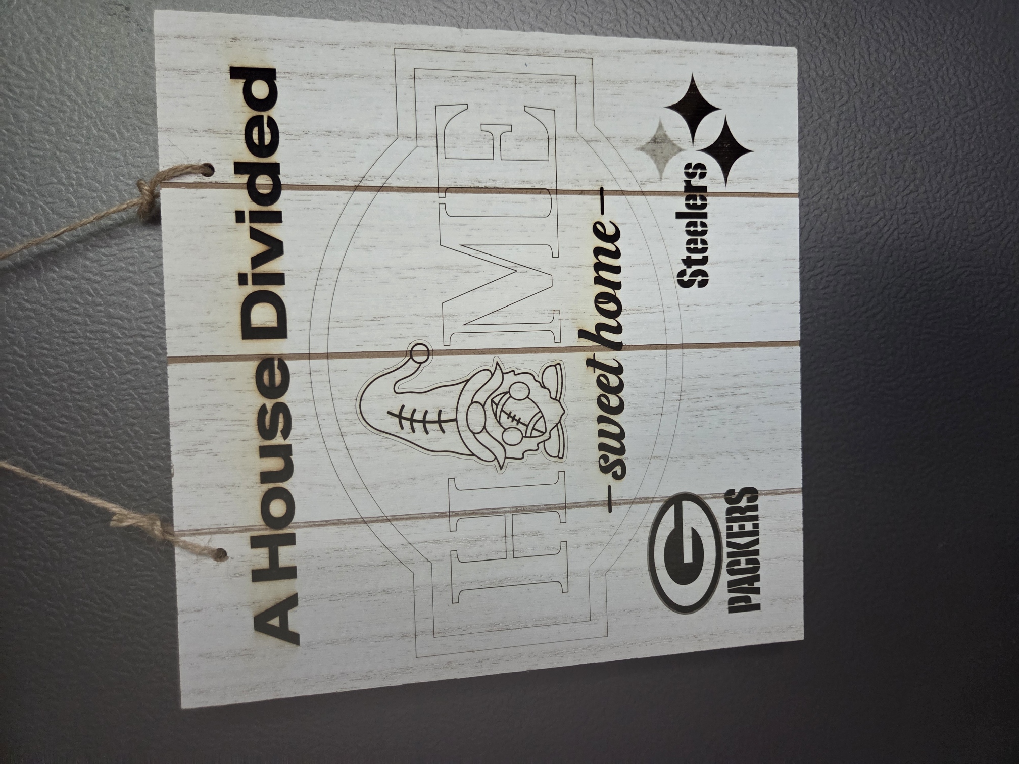 A House Divided Packers and Steelers Football Wall Sign instruction: step 1 -