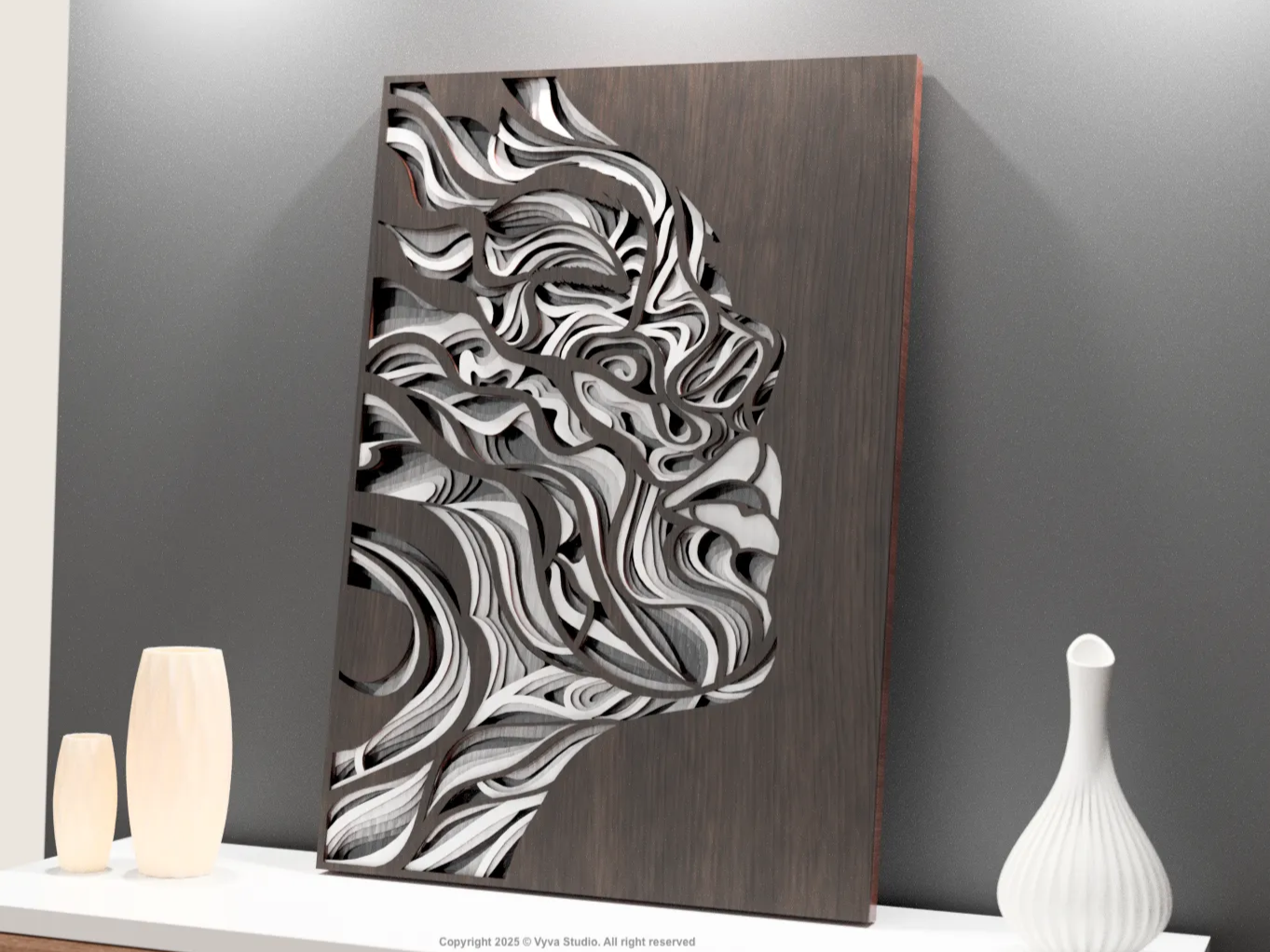 Ascension, Multilayer Laser Cut File, 3D Layered Face Abstract Art