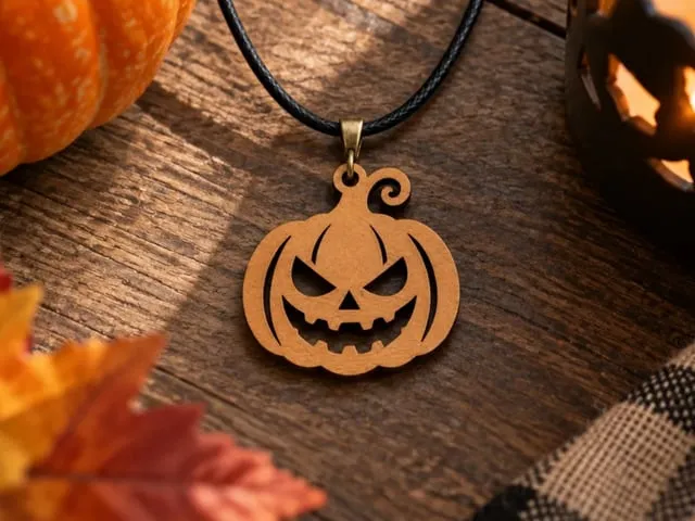 Jack-o'-lantern pumpkin pendant necklace