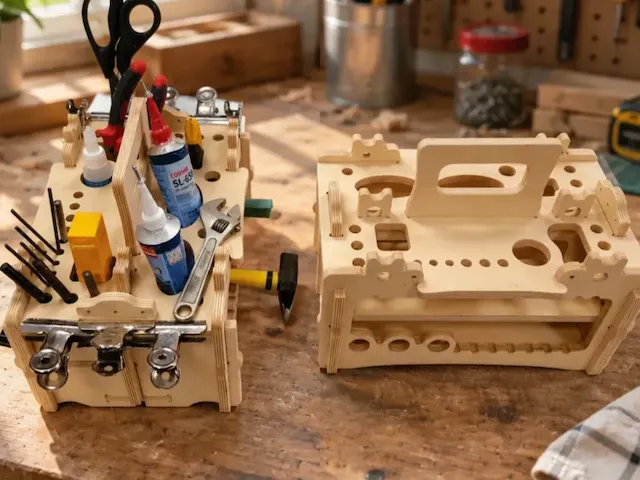 Wooden Desktop Tool Organizer and Craft Supply Storage Caddy