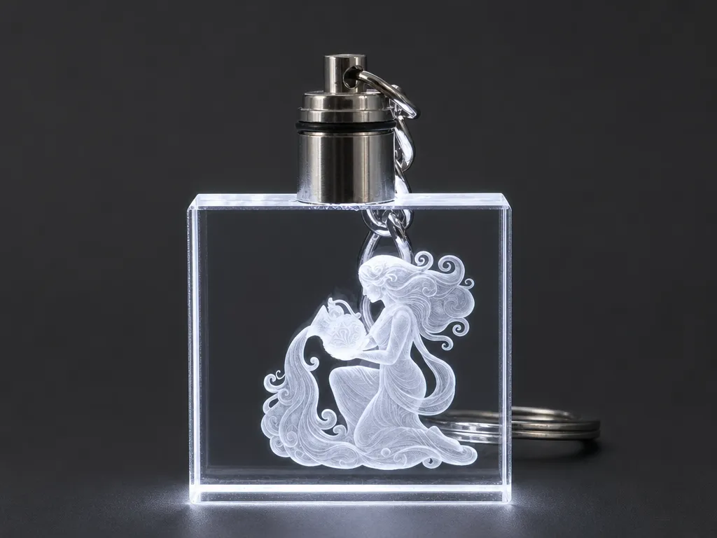 Schlüsselanhänger aus Glas mit Sternzeichen Wassermann Motiv