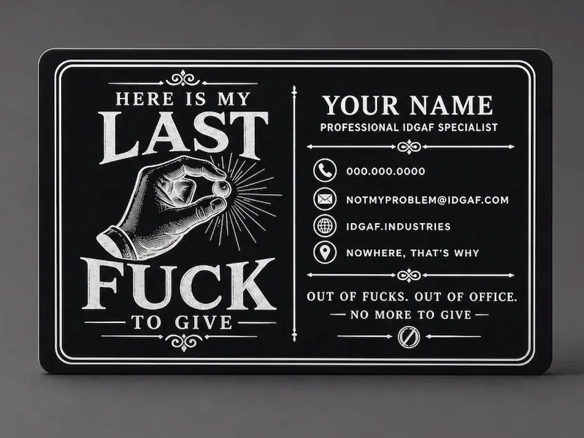 [Laser cut and engrave] Humorous Novelty Business Card with Sarcastic Text