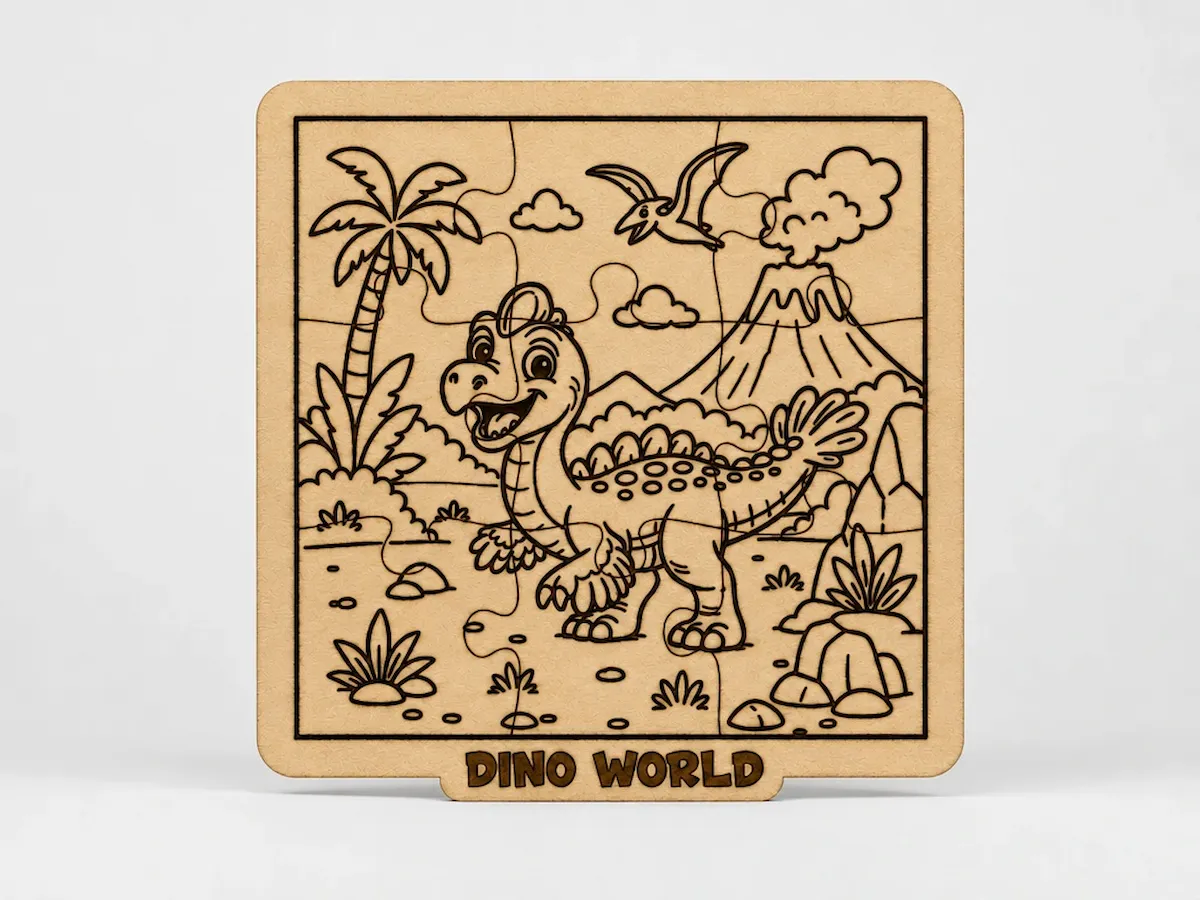 [Laser cut and engrave] Friendly Spinosaurus Wooden Puzzle | Dino World SVG XCS Laser Cut File | Preschool Learning Toy | Kids DIY Coloring Puzzle