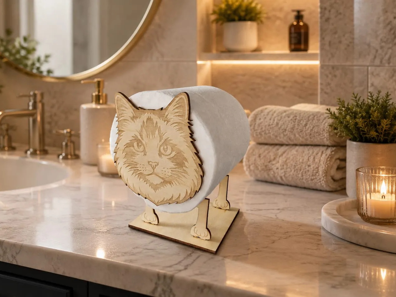 Cat Shaped Toilet Paper Roll Holder Stand, ragdoll