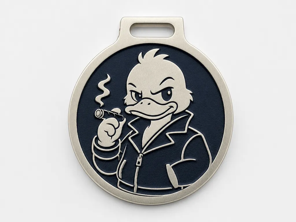 Round Brass Duck Medallion – IR Laser Engraving & UV Printed Background
