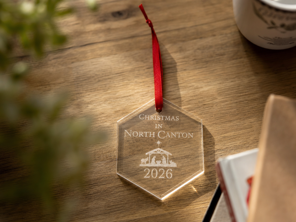 Glass Hexagonal Xmas Ornament
