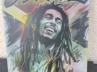 [Laser cut and engrave] Tableau sur toile représentant le portrait de Bob Marley style graffiti