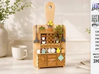 [Laser cut and engrave] Miniature Kitchen Scene Wall Hanging Cutting Board Decor Laser Cut Bundle. Mini Kitchen. Home Decor