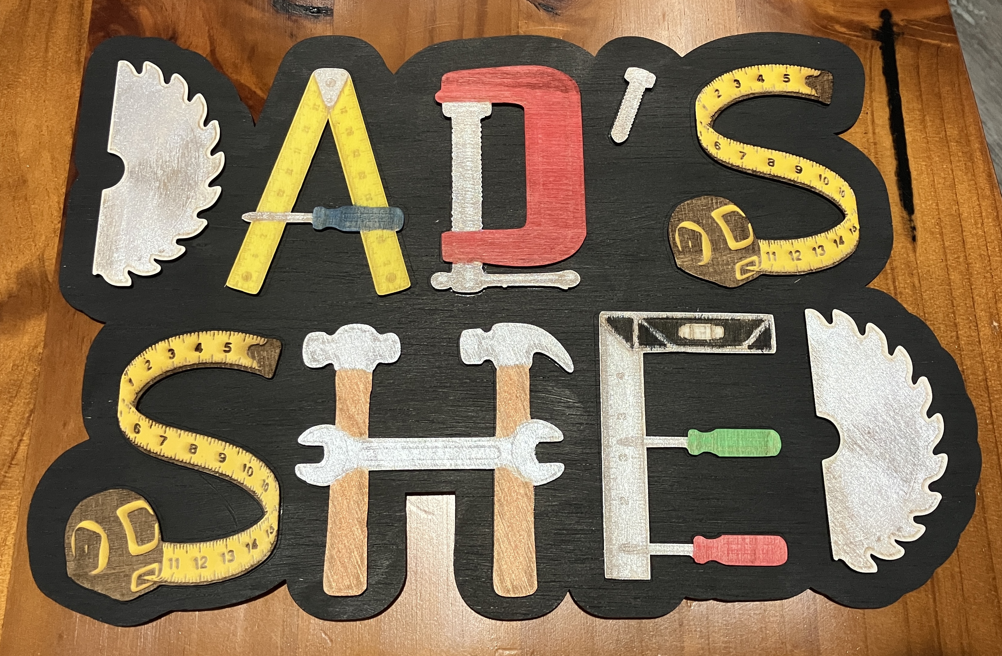 [Laser cut and engrave,Inkjet printing] Dad's Shed Wooden Wall Sign with Tool Letters