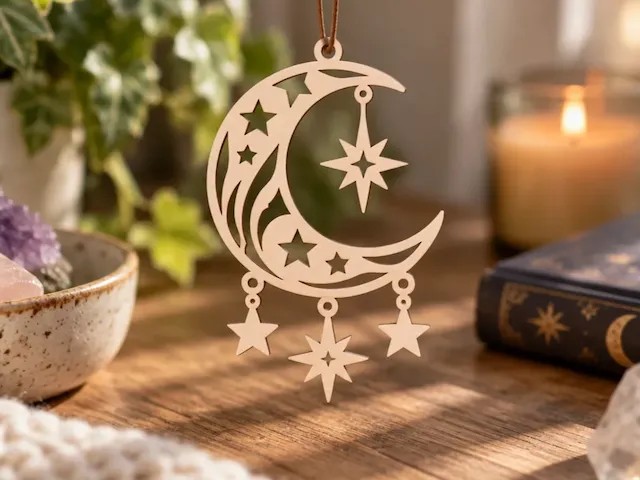 Crescent Moon and Star Hanging Ornament