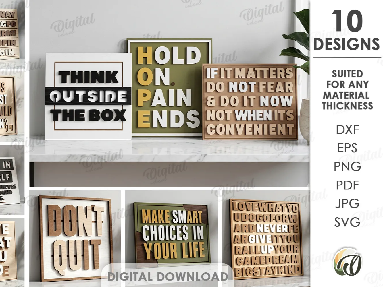 3D Layered wall word art signs bundle. Motivational sign laser cut files. Wooden home decor. Affirmation quotes svg. Wall hanger. Modern