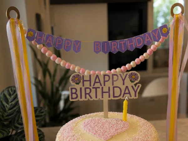 Birthday Banner and Cake Topper-Engraved and Print/Cut