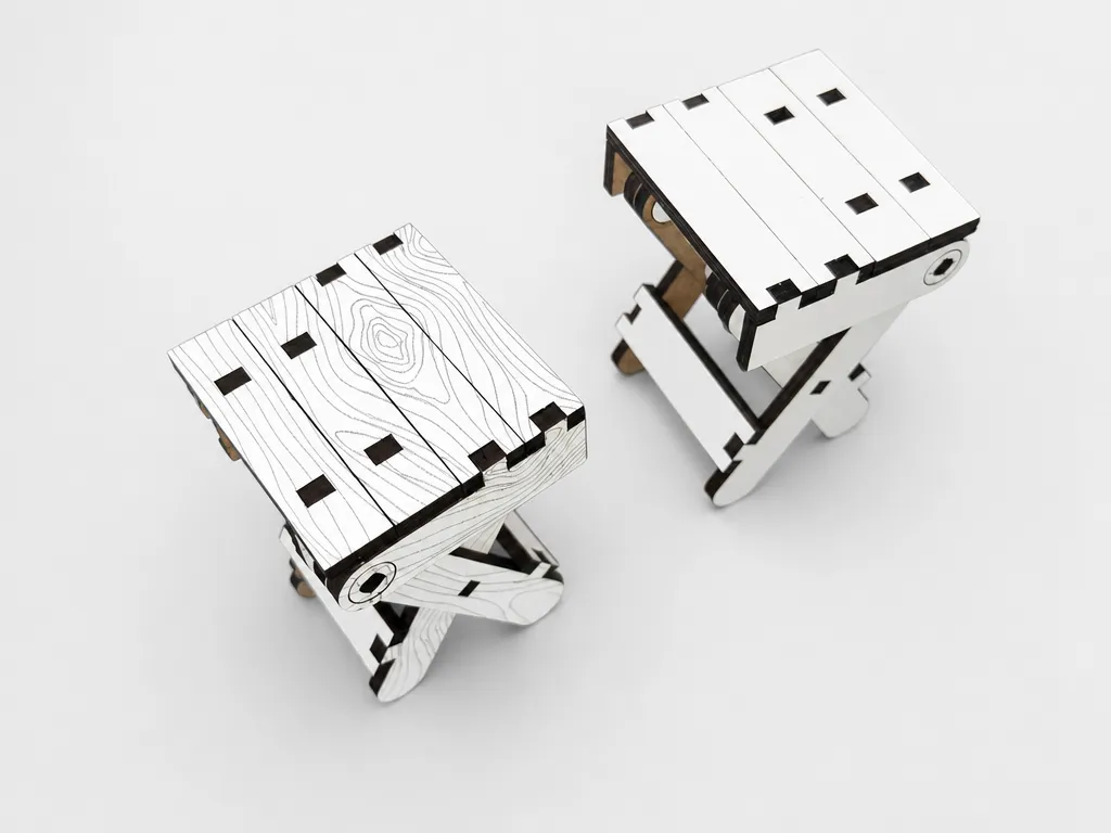 Laser Cut Miniature Folding Stools