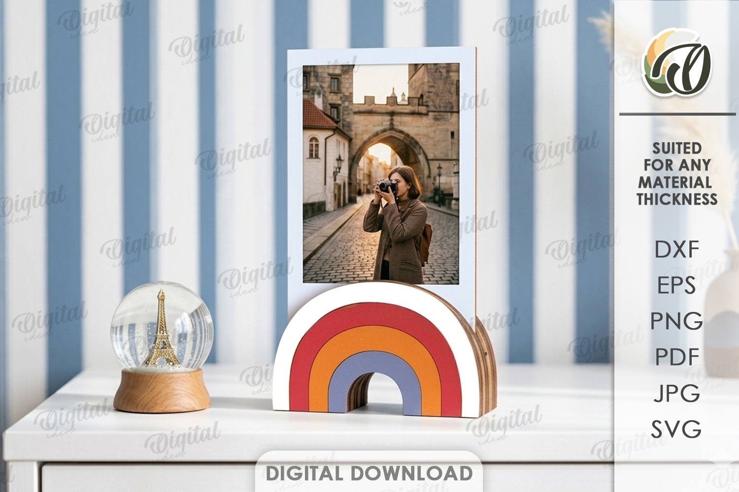 [Laser cut and engrave] 3D Polaroid Holder Bundle. 10 Cute Photo Stands Laser cut files. Desk Picture Display. Minimalist Home Decor. Heart. Daisy SVG. Retro
