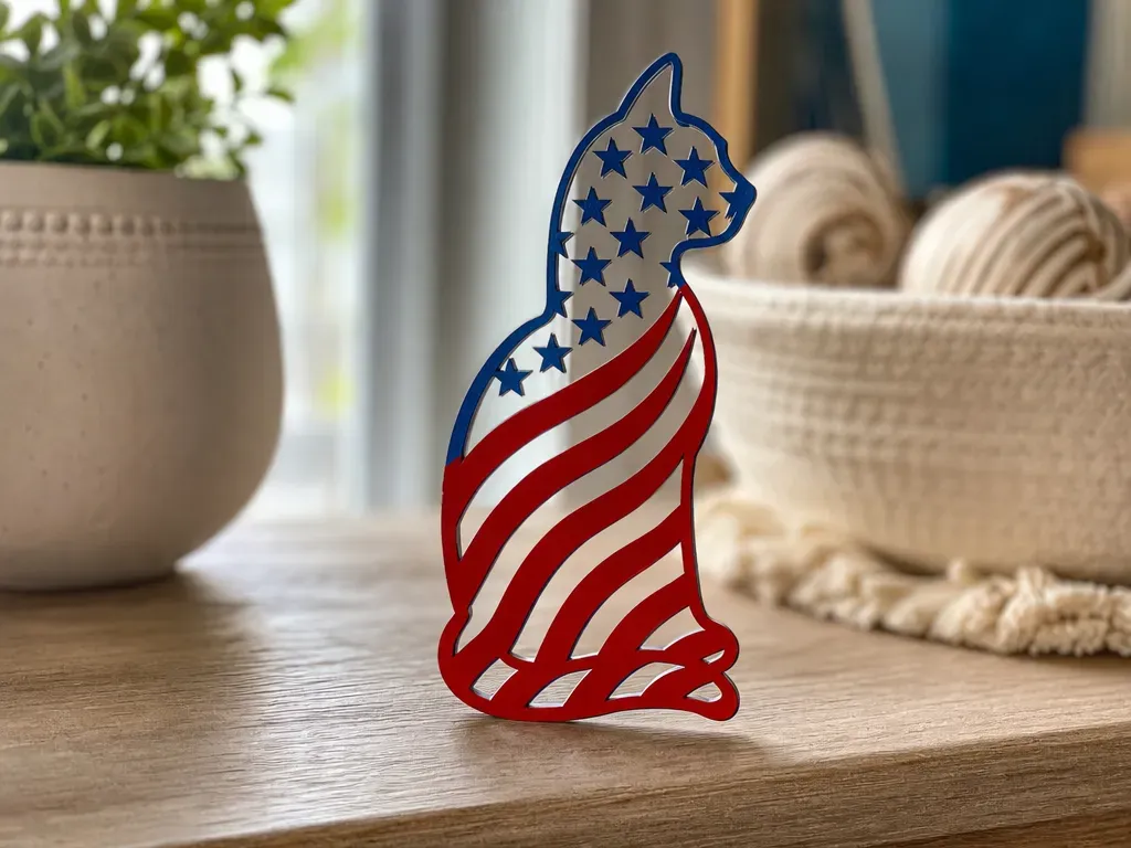 Patriotic Cat - Laser Cutting Design