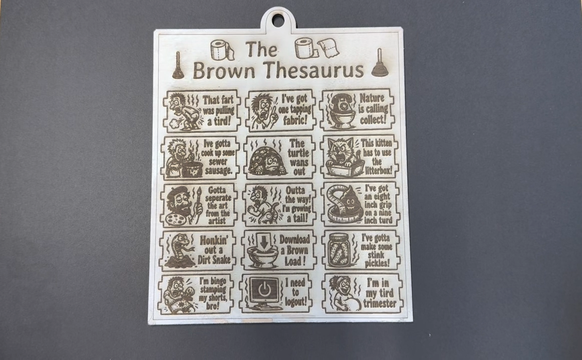 The Brown Thesaurus Funny Bathroom Humor Wall Sign