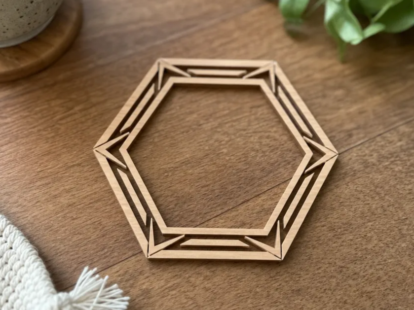 Geometric Hexagon Wooden Coaster