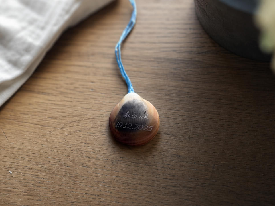 Seashell Pendant with Engraved Date gift for wife idea