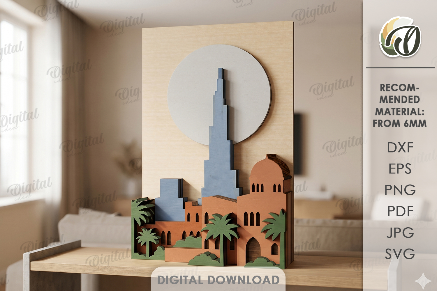 [Laser cut and engrave] 3D Layered Cityscape Decors Bundle. Coastal Village Wall Art Lasercut Files. Mediterranean Urban Shelf sitter. Tropical Architecture. Summer