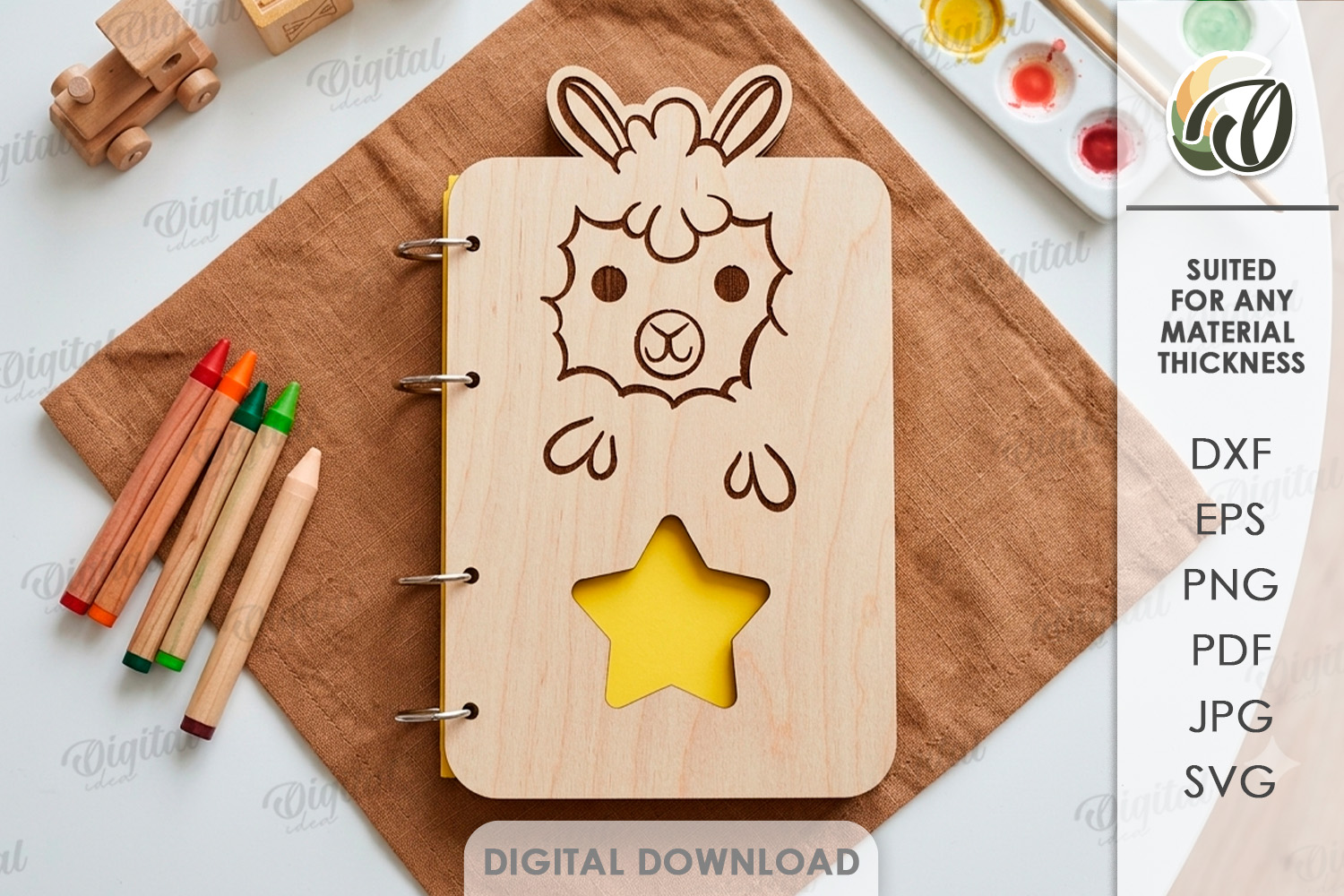[Laser cut and engrave] Cute Notebook Covers Bundle. Animal Journal Cover Laser Cut Files. Kids Notebook. School SVG. 4 Ring Binder. Children's Planner