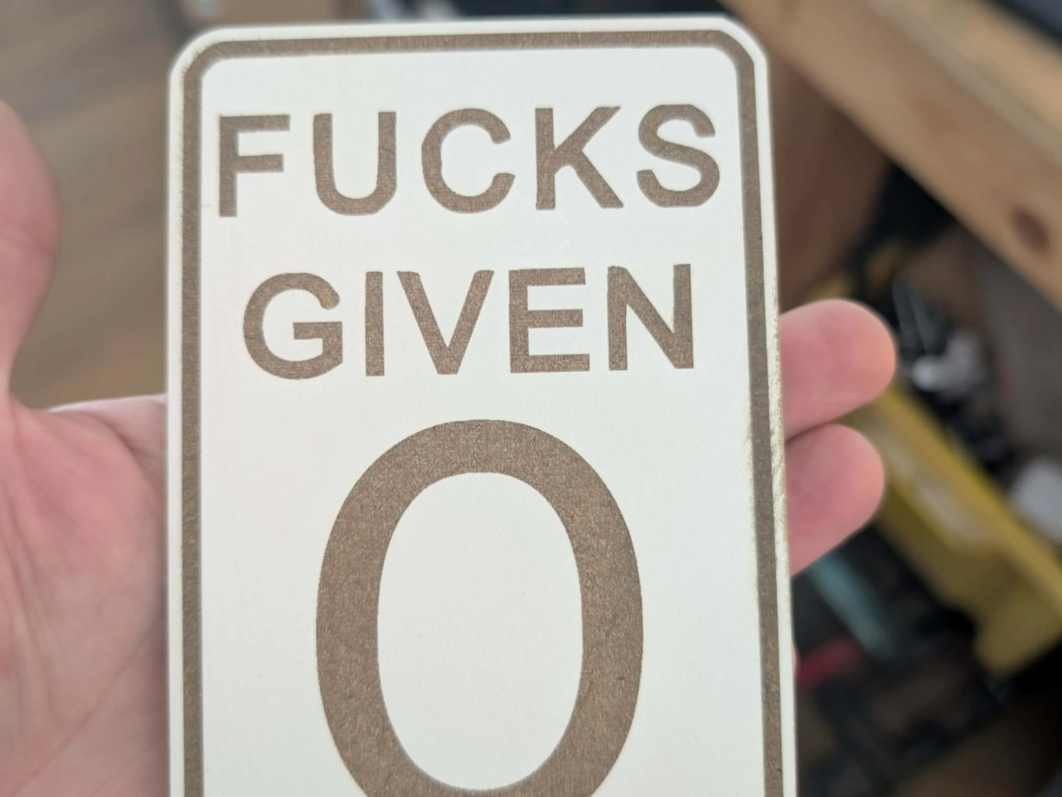 Fucks Given Zero Funny Desk Sign