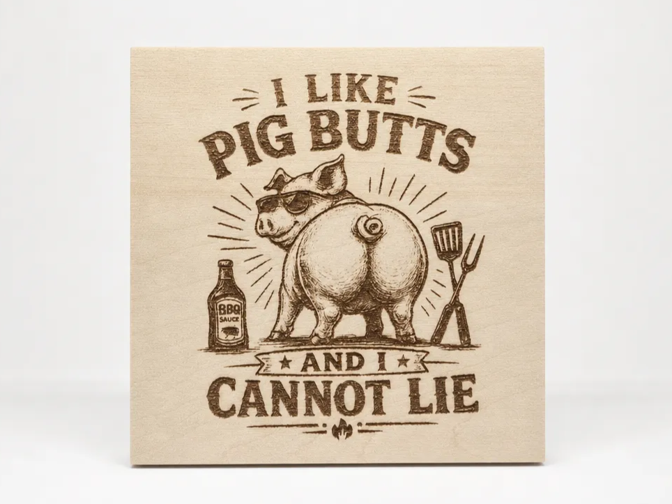 I Like Pig Butts and I Cannot Lie Wooden BBQ Sign