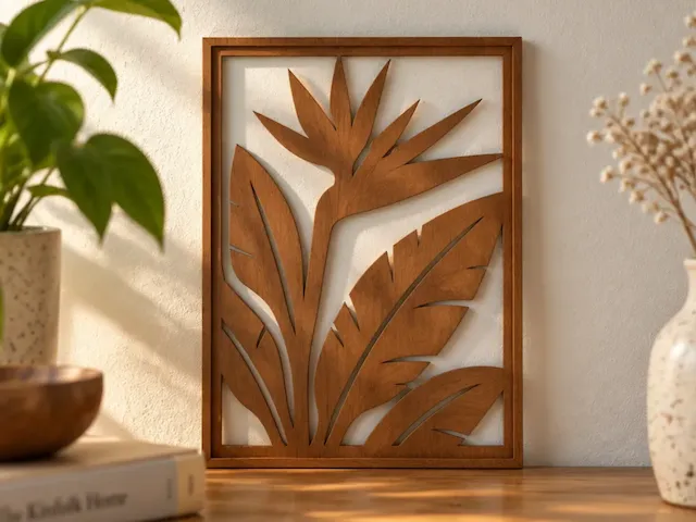 Bird of Paradise Tropical Flower Wooden Wall Art Panel
