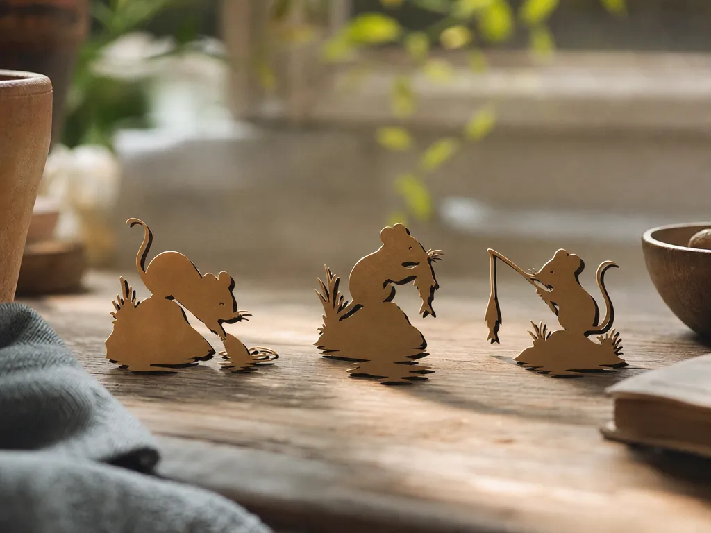 Set of Three Brass Mouse Figurines