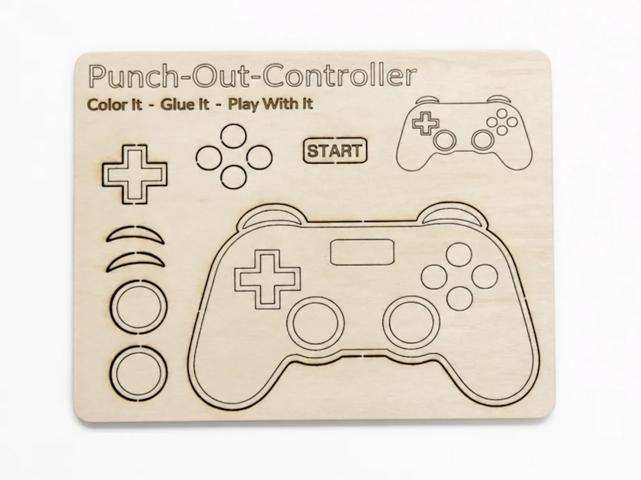 [Laser cut and engrave] Video Game Controller Craft Kit Laser Cut Wood Kids DIY Punch Out Party Favor