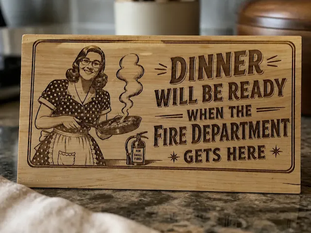 Funny Kitchen Sign Dinner Will Be Ready When The Fire Department Gets Here