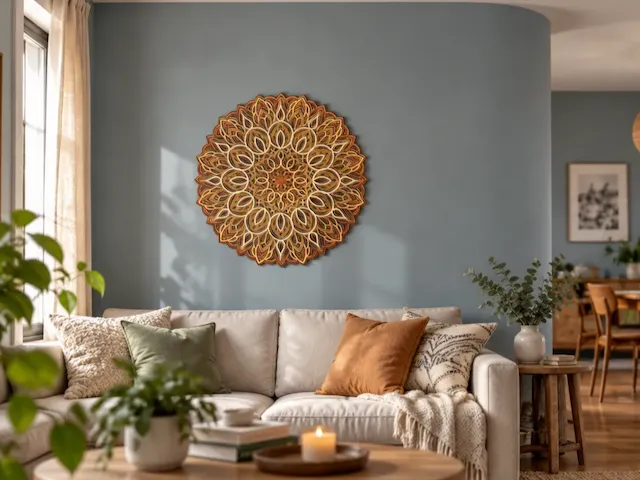 Layered Wooden Mandala Wall Art for Living Room