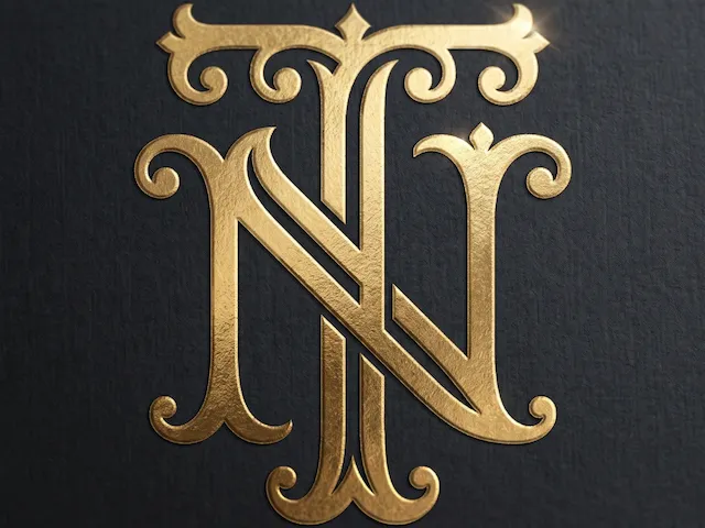 TN Elegant Wedding Monogram – Romantic Couple Initials with Flowing Calligraphic Curves for Laser Cut Signs, Cake Toppers & Engraving