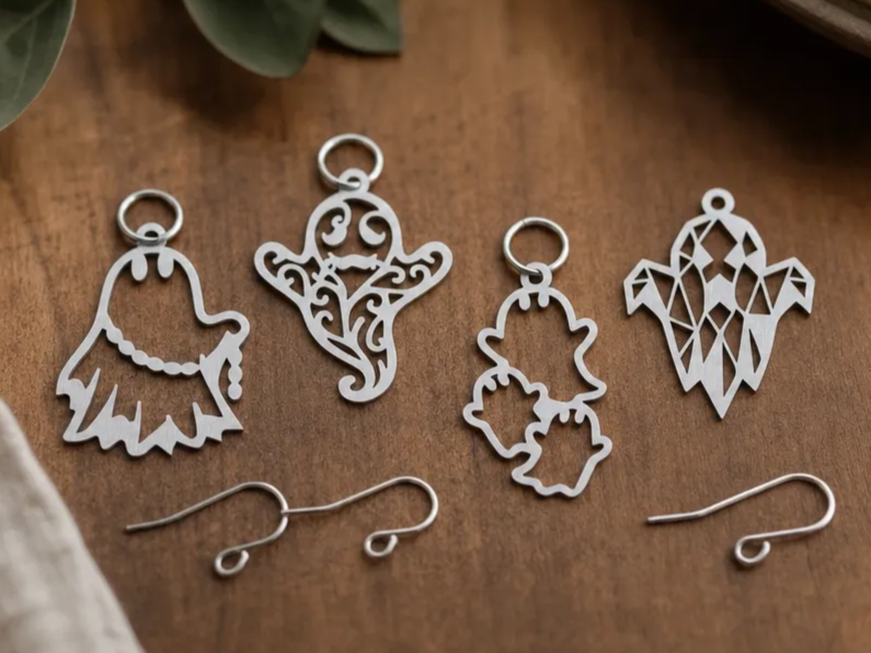 Set of Silver Ghost Charms for Halloween Jewelry