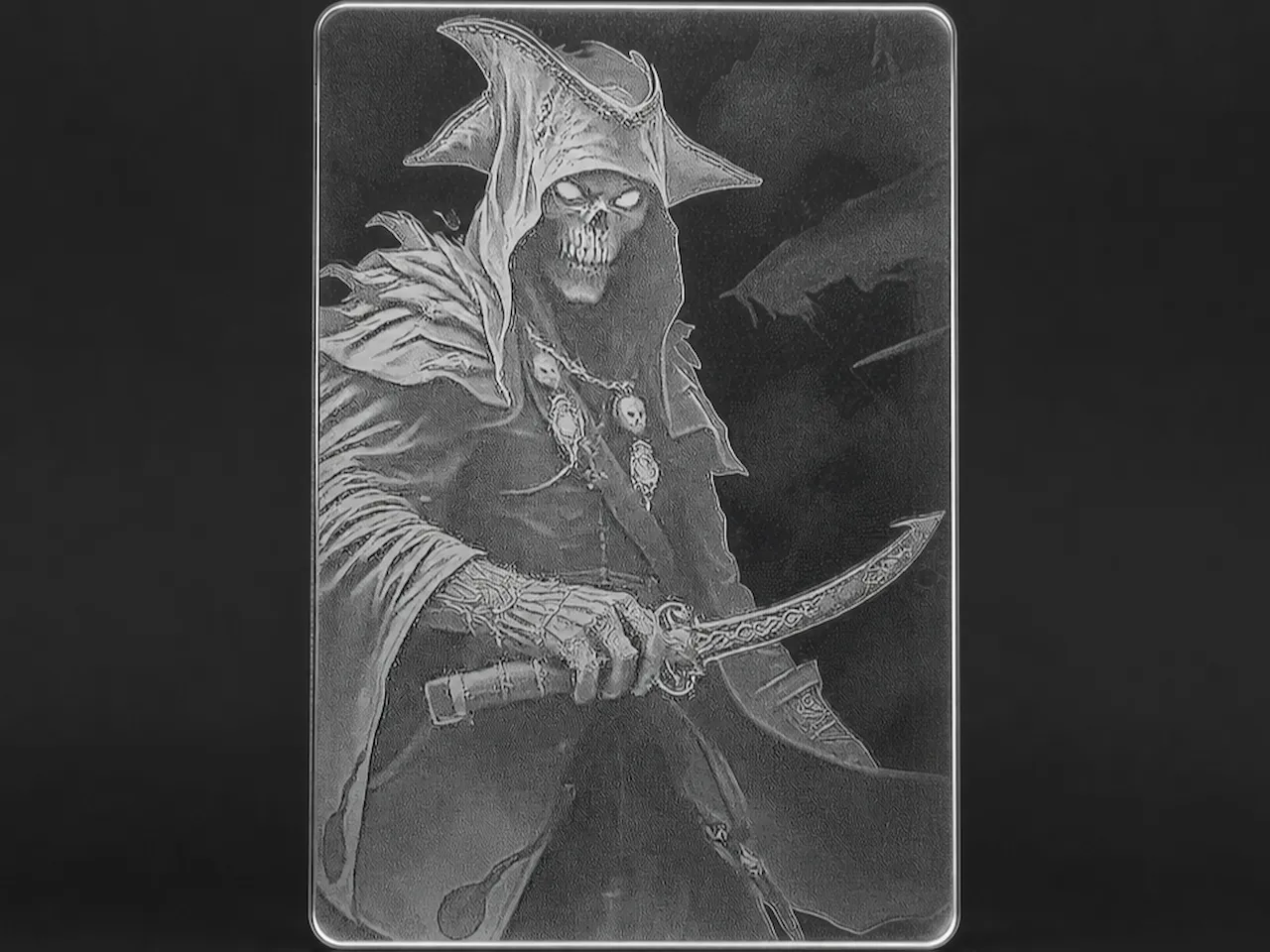 [Laser cut and engrave] Grim Reaper Pirate with Scimitar Wall Art Plaque