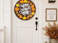 [Laser cut and engrave] Autumn Round Door Sign Bundle SVG, Home Sweet Home Fall Wreath, Tis the Fall Season Door Hanger SVG, Laser Cut File for Glowforge, CNC, Xtool