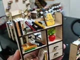 [Laser cut and engrave] Miniature Wooden Bookshelf Organizer with Decorative Drawers