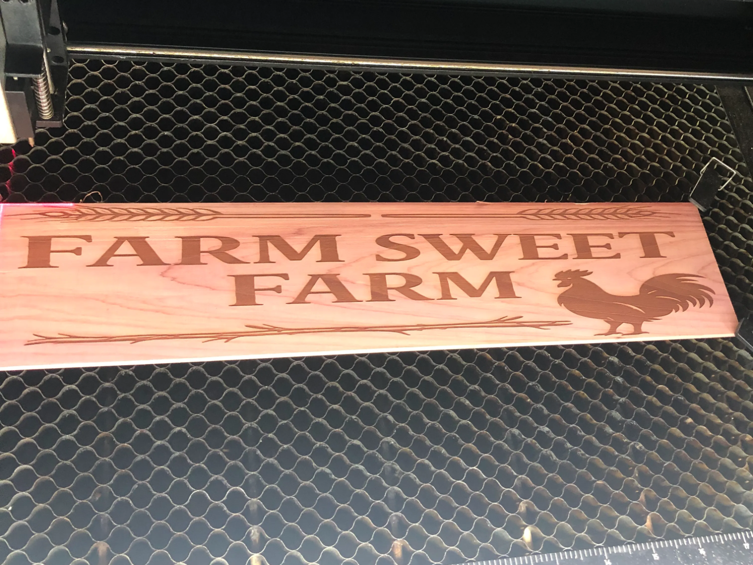 Farm Sweet Farm Wooden Wall Sign with Rooster Motif