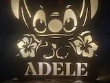 [Laser cut and engrave] Lampada Stitch realizzata in legno di betulla 3mm Font utilizzato STARDOS STENCIL