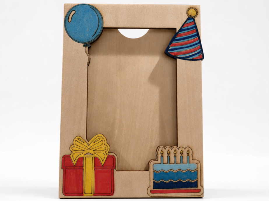 Happy Birthday Themed Wooden 4x6 Picture Frame