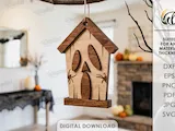 [Laser cut and engrave] Halloween House Ornaments Bundle. Wooden Hanging Decor Laser Cut Files. Spooky House Decor. Kids. Children. Scary Mansion SVG