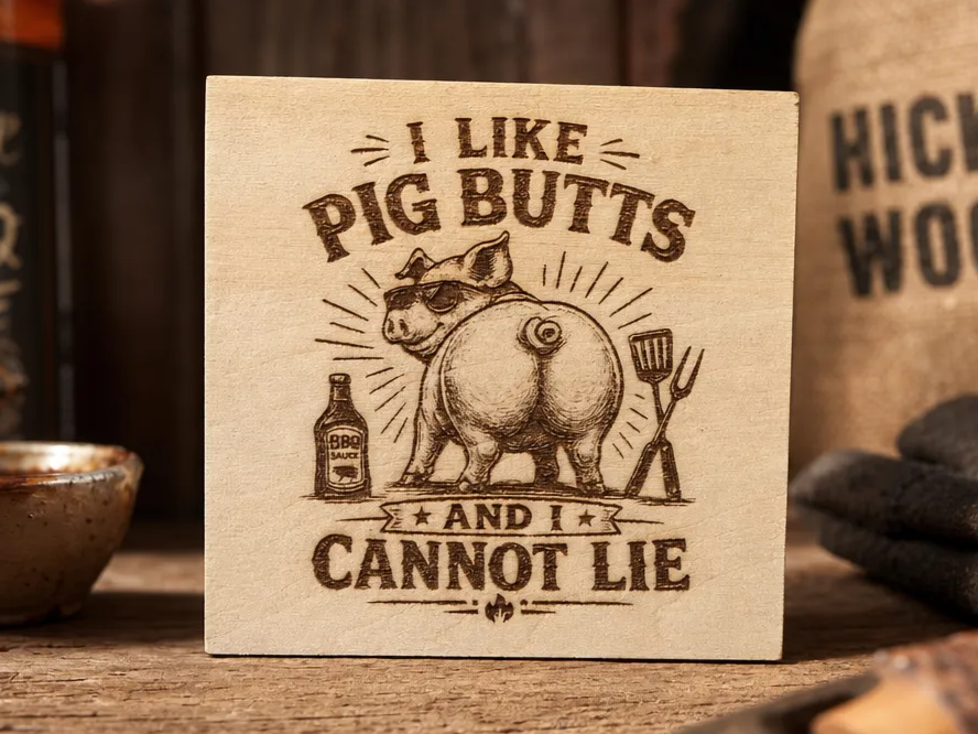 I Like Pig Butts and I Cannot Lie Wooden BBQ Sign