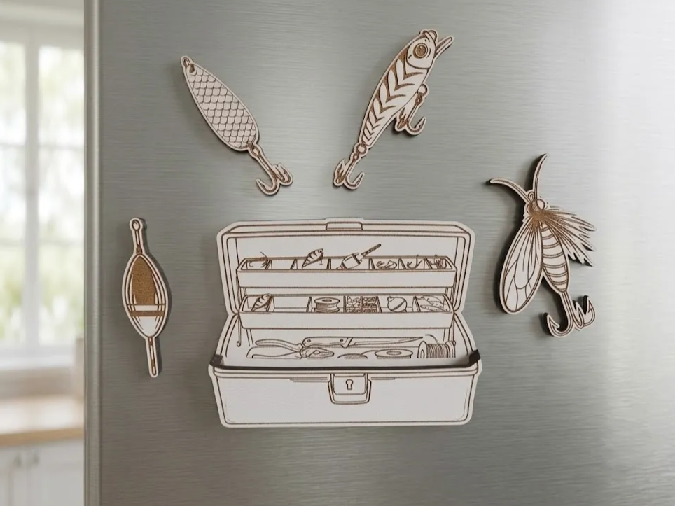 5-in-1 Fishing Tackle Box Magnet Set – Laser Cut Files
