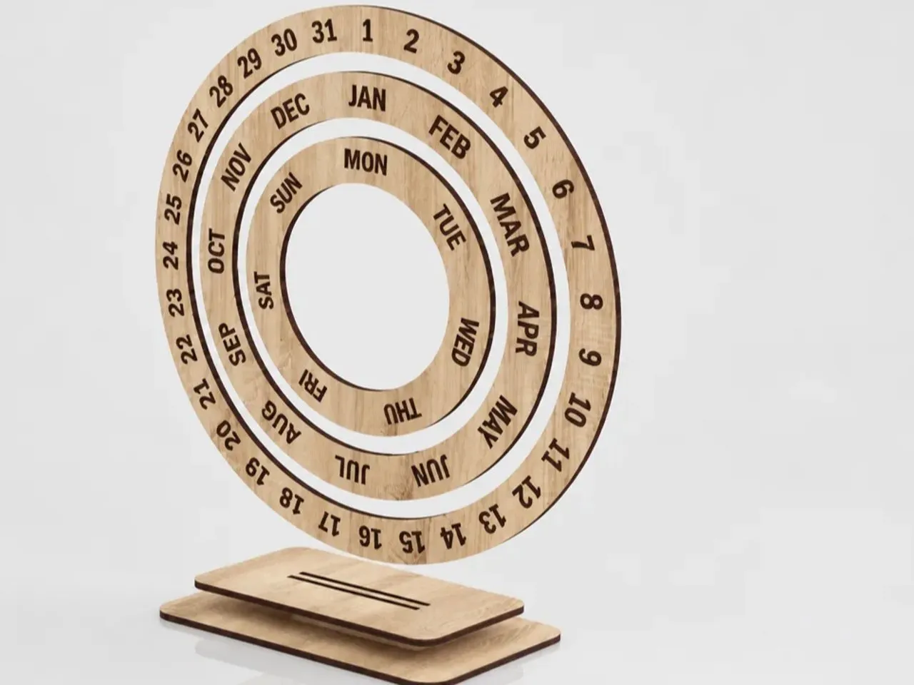 [Laser cut and engrave] Circular Perpetual Desk Calendar with Rotating Rings
