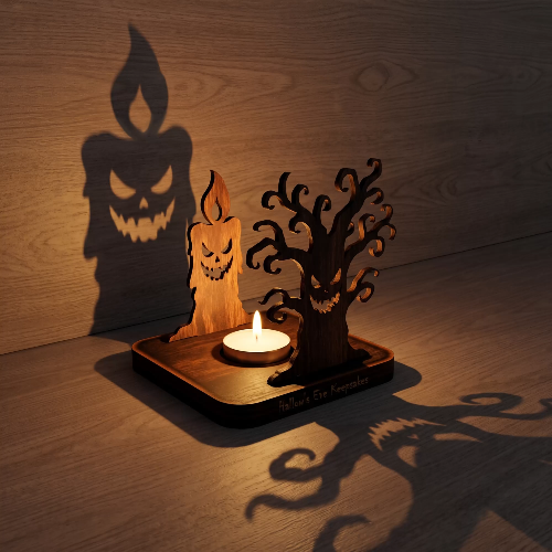 [Laser cut and engrave] Halloween Candle Holder Bundle Laser Cut Files, Spooky Table Decor for xTool